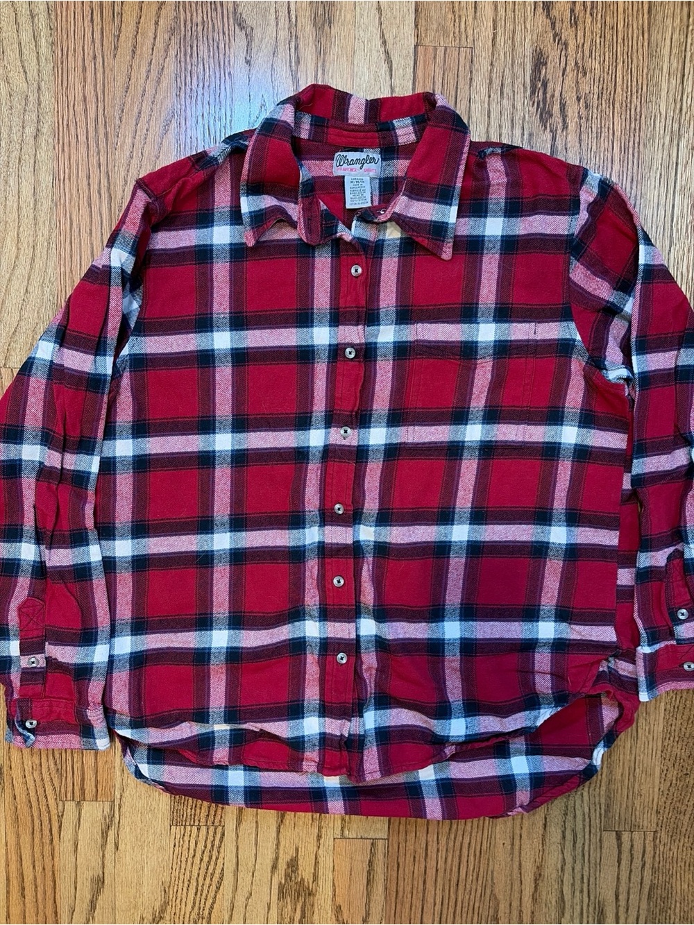 Wrangler Wrancher Flannel Plaid Shirt Women M Cowgirl Western Cottagecore Grunge - Picture 2 of 6